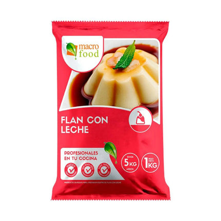 Flan con Leche Frutilla Sucralosa 1 kg MacroFood (5 unidades)