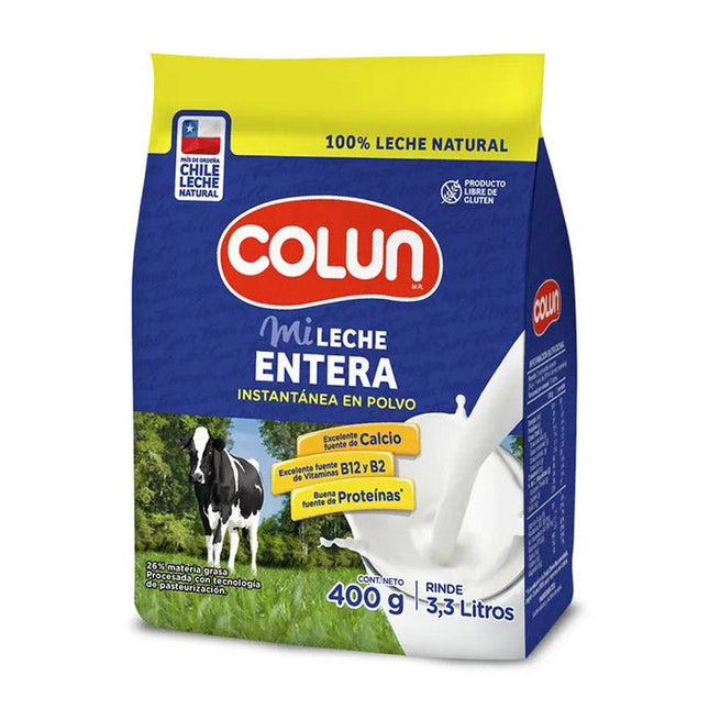 Leche Entera 400 gr Colun, 4 unidades