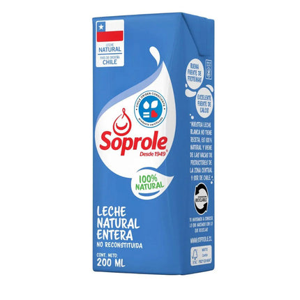 Leche Entera 200 ml Soprole, 30 unidades