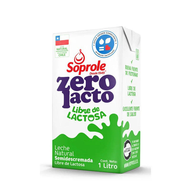 Leche Zerolacto, Entera, SemiDescremada, Descremada 1 lt Soprole, 12 unidades