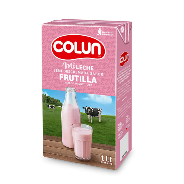 Leche Frutilla 1 lt Colun, 12 unidades