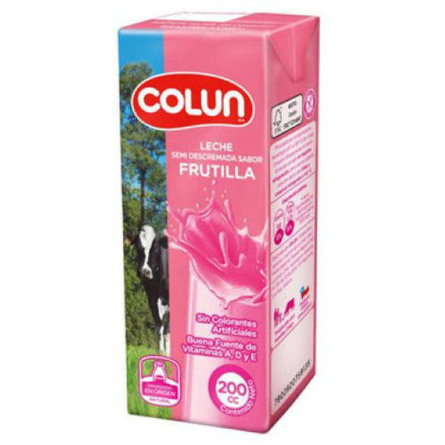 Leche Frutilla 200 ml Colun, 6 unidades