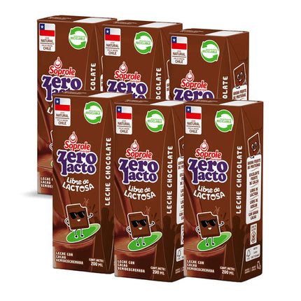 Leche Chocolate 200 ml Zerolacto Soprole, 30 unidades