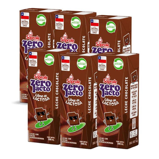 Leche Chocolate 200 ml Zerolacto Soprole, 30 unidades