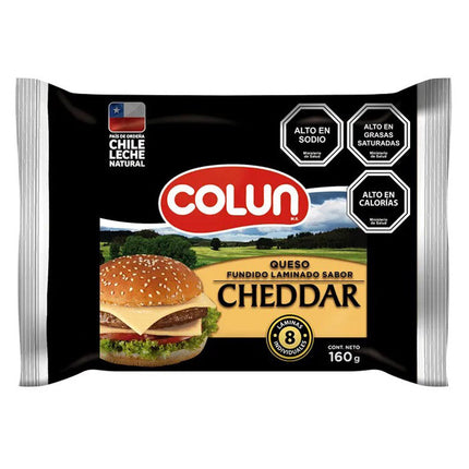 Queso Laminado Cheedar 160 gr Colun, 12 unidades
