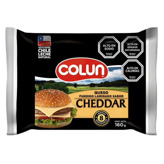 Queso Laminado Cheedar 160 gr Colun, 12 unidades