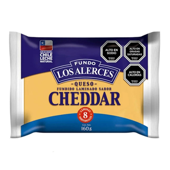 Queso Laminado Cheedar 160 gr Los Alerces, 12 unidades