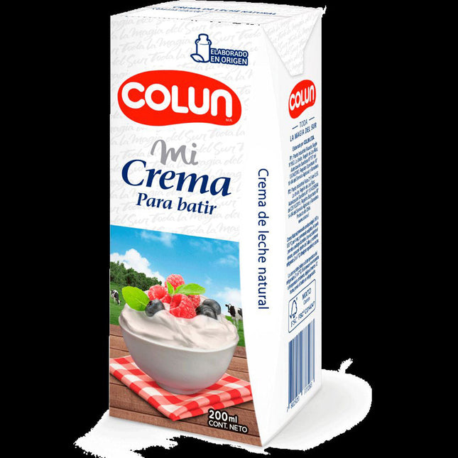 Crema de Leche 200 ml Colun, 6 unidades