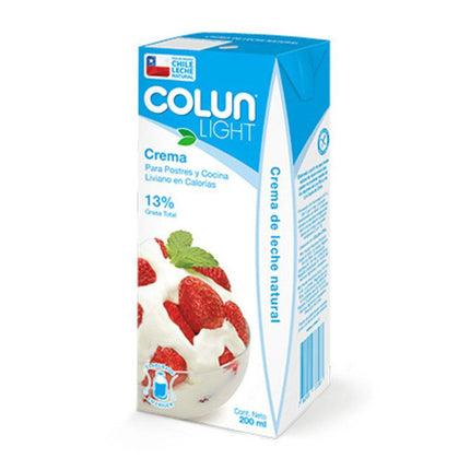 Crema de Leche 200 ml Light Colun, 24 unidades