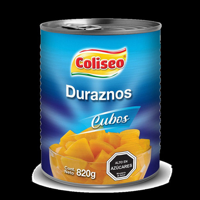 Duraznos en Cubo 820 gr Coliseo, 12 unid