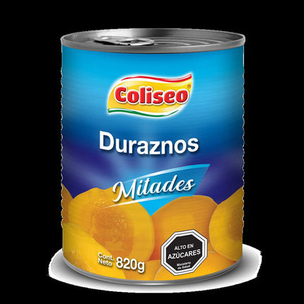 Duraznos en Mitades 820 gr Coliseo, 12 unid
