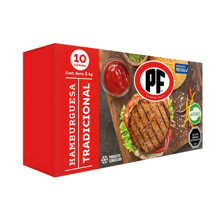 Hamburguesa Tradicional 900 gr PF (10x100), 6 unid