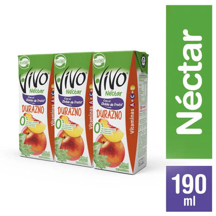 Nectar Vivo 190 ml Sabores (Berries, Manzana, Durazno, Piña) Vivo, 24 unidades