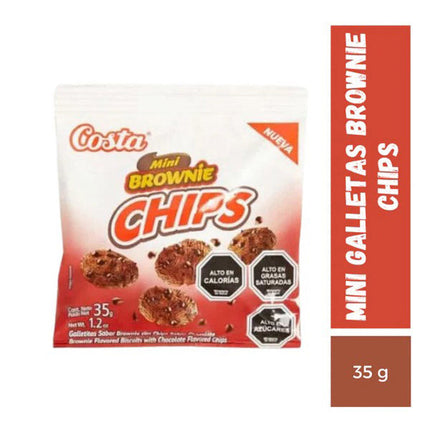 Galletas Mini Brownie Chips 35 gr  Carozzi, 30 unidades