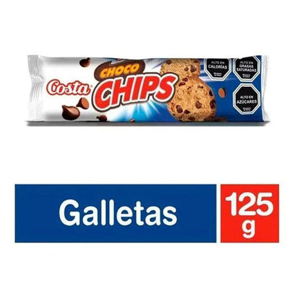 Galleta Choco Chips 125 gr Costa, 28 unidades