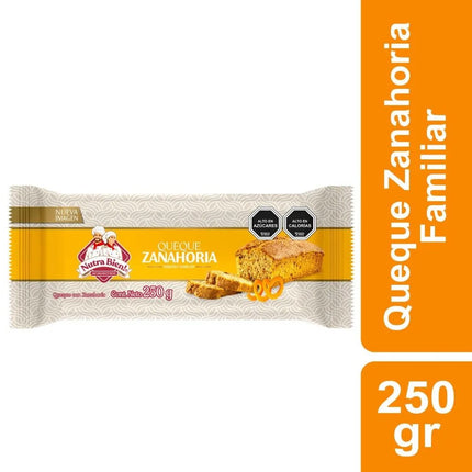 Queque Familiar Zanahoria 250 gr 1p Bolsa Nutrabien, 16 unidades